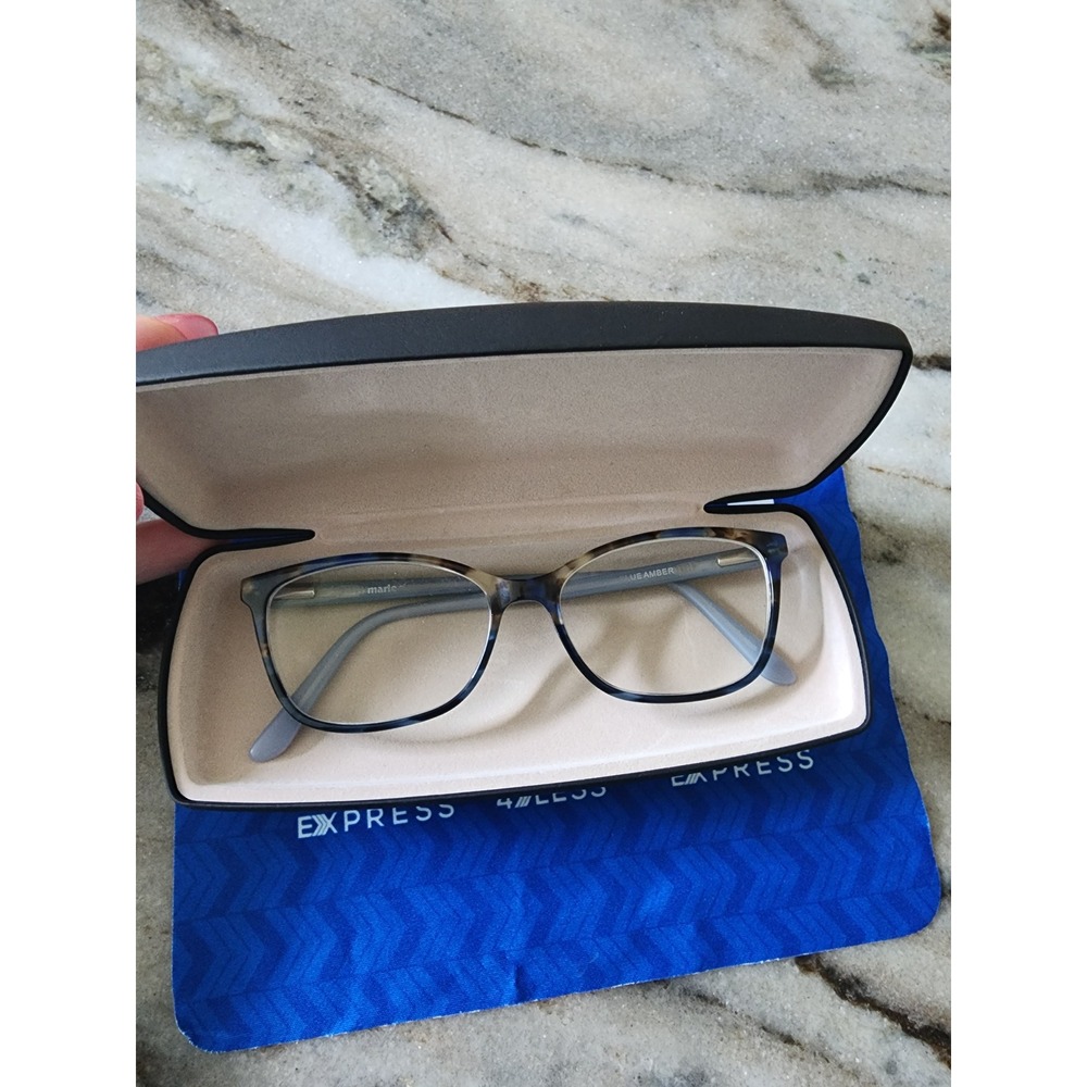 Marie Claire Blue Amber Tortoise Square Eyeglass Frames 6209 Semi Cat EyeWomen
